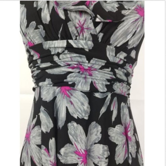 Evan Picone floral black midi ruffled dress Size 4 - Picture 3 of 6